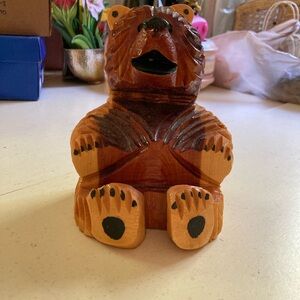 Carved Wooden Bear Figurine